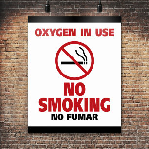 Geen roken - Zuurstof in gebruik - geen Fumar Poster