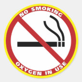 Geen roken - Zuurstof in gebruik - geen Fumar Ronde Sticker (Voorkant)