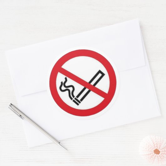 Geen rokersymbool ronde sticker (Envelop)
