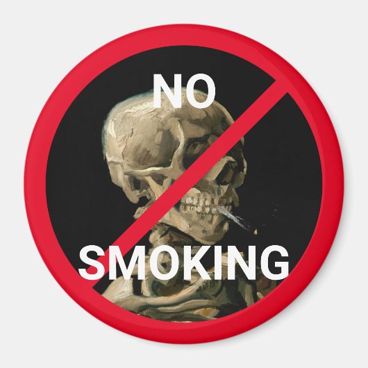 Geen rokerteken met Van Gogh Skull Artwork Magneet (Voorkant)