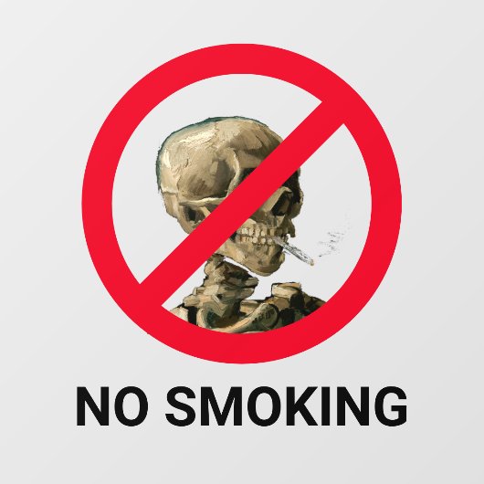 Geen rokerteken met Van Gogh Skull Artwork Raamsticker (Vel)
