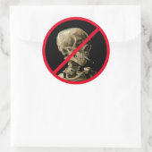 Geen rokerteken met Van Gogh Skull Artwork Ronde Sticker (Tas)