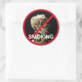 Geen rokerteken met Van Gogh Skull Artwork Ronde Sticker (Tas)