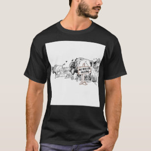 GEEN ROLLER SKAART IN BUFFALO HERD T-SHIRT