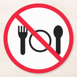 Geen rood cirkelteken eten | Aangepaste ronde Onde Kartonnen Onderzetter
