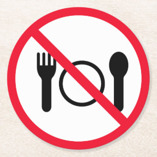 Geen rood cirkelteken eten Aangepaste ronde Onde Kartonnen Onderzetter