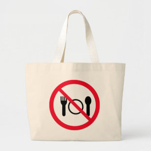 Geen rood cirkelteken eten Jumbo-Canvas tas