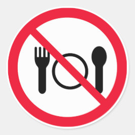 Geen rood cirkelteken eten | Klassieke ronde Stick Ronde Sticker