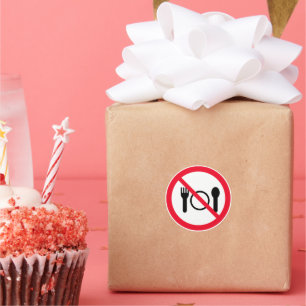 Geen rood cirkelteken eten   Klassieke ronde Stick Sticker