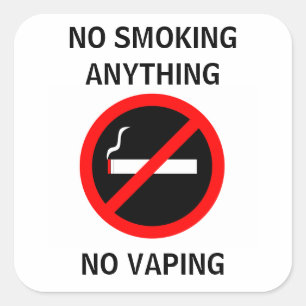 GEEN ROOKGEEN VAPENSIGN VIERKANTE STICKER