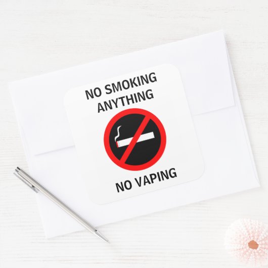 GEEN ROOKGEEN VAPENSIGN VIERKANTE STICKER (Envelop)