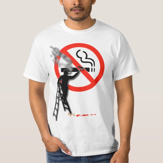 Geen rooksymbool...met de schilder roken t-shirt (Voorkant)