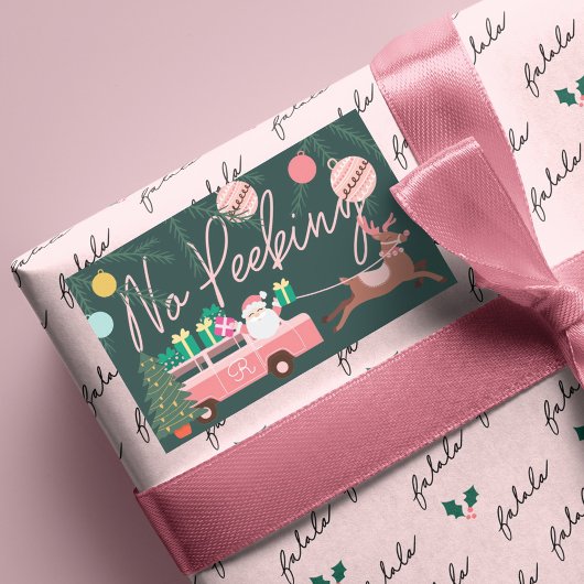 Geen roze kerst van Kerstman en rendier Rechthoekige Sticker