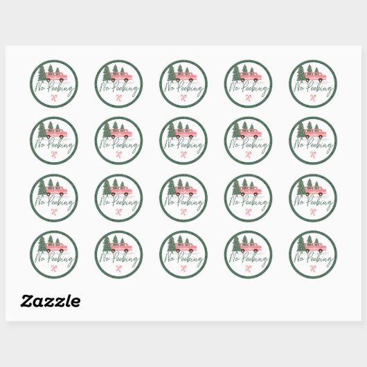 Geen  roze kerstmis ronde sticker (Vel)
