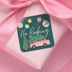 Geen  roze kerstmis van Groen Square Vierkante Sticker