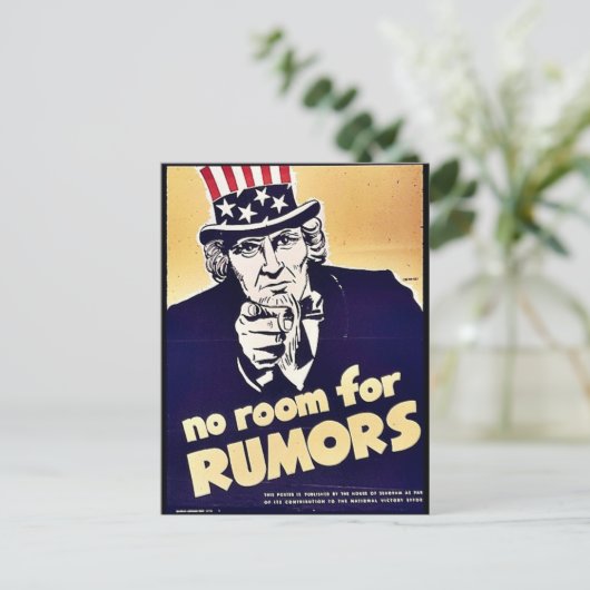 Geen ruimte voor geruchten briefkaart (Staand voorkant)