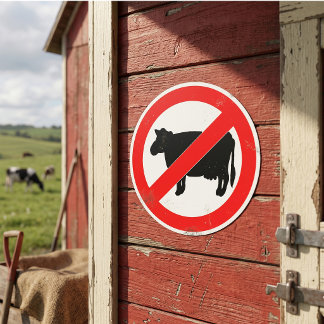 Geen Rundvlees Bord Ronde Sticker
