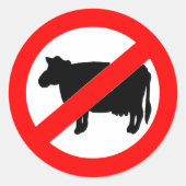 Geen Rundvlees Bord Ronde Sticker (Voorkant)