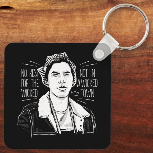 Geen rust op de schimmel sleutelhanger (Achterkant)