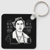 Geen rust op de schimmel sleutelhanger (Achterkant)