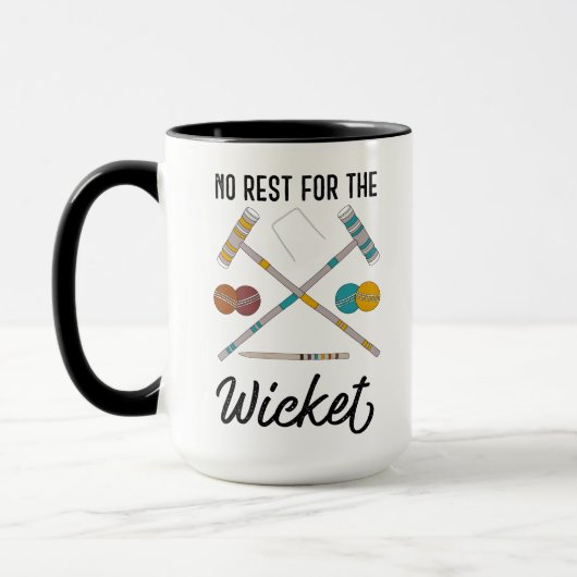 Geen rust op de Wicket Funny Croquet Thema Mok (Links)