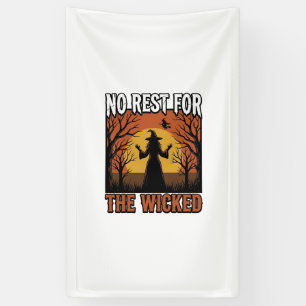 Geen rust voor de slechte Vintage Heks Halloween D Spandoek