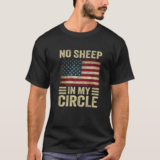 Geen schaap in mijn Cirkel Amerikaanse vlag T-shirt (Voorkant)