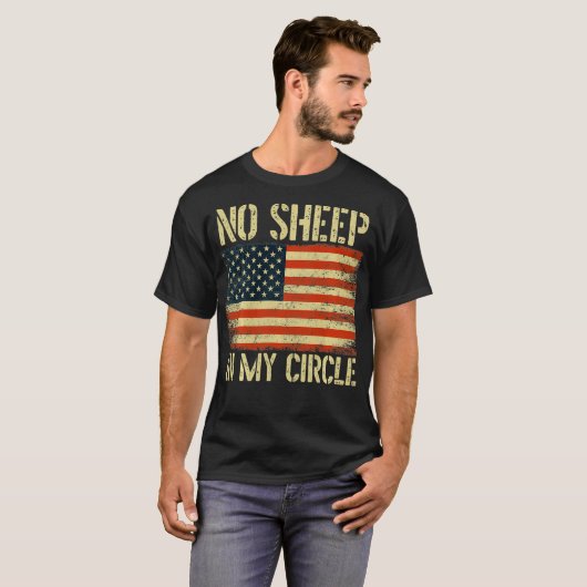Geen schapen in mijn Amerikaanse cirkelvormige vla T-shirt (Voorkant volledig)