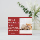 geen schepsel roerde de rode foto ' s kerst briefkaart (Staand voorkant)