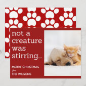 geen schepsel roerde de rode foto ' s kerst feestdagenkaart (Voorkant / Achterkant)