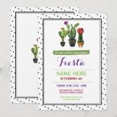 Geen Siesta Fiesta verjaardagscactus uitnodiging (Voorkant / Achterkant)