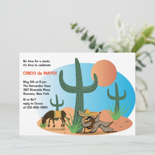 Geen Siësta het is de Uitnodiging van Cinco DE (Staand voorkant)