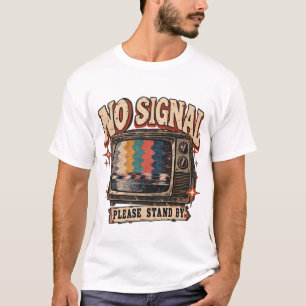 Geen signaal Vintage Retro TV Even Geduld T-shirt