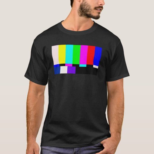 Geen signaaltelevisiescherm, kleurbalken, testpatr t-shirt (Voorkant)