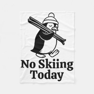 Geen skiën vandaag Grappige trieste pinguïn skiën Fleece Deken