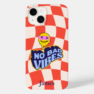 Geen slechte vibes Smelten emoji Checkered Case-Mate iPhone 14 Hoesje