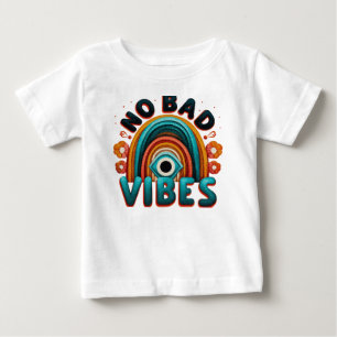 Geen slechte vibraties. Retro regenboog en oog ont
