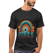 Geen slechte vibraties. Retro regenboog en oog ont
