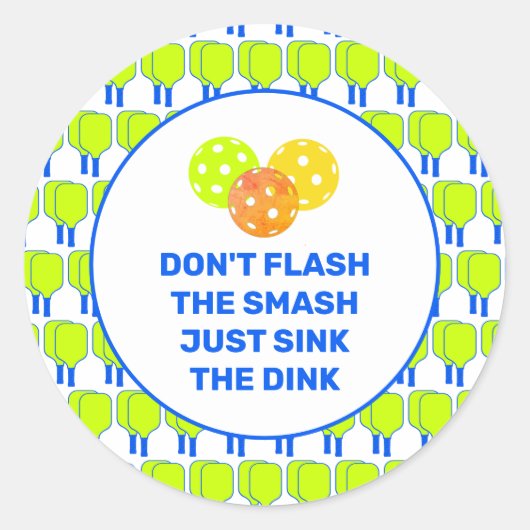 GEEN SMASH FLITSEN Aangepaste Pickleball Ronde Sticker (Voorkant)