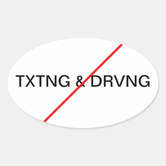 Geen sms'en en rijden ovale sticker (Voorkant)