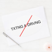 Geen sms'en en rijden ovale sticker (Envelop)