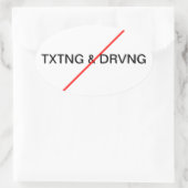Geen sms'en en rijden ovale sticker (Tas)