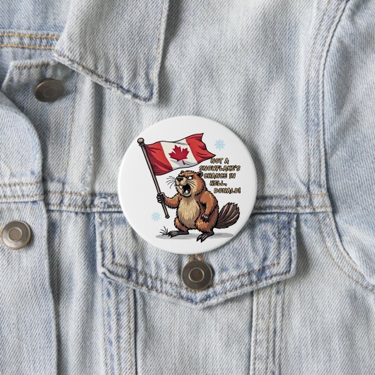 Geen sneeuwvlokken kans, Bever, Canadese vlag, Ronde Button 7,6 Cm (In situ)