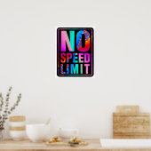 Geen snelheidslimiet (1) met fractale art poster (Keuken)