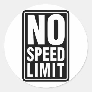 Geen snelheidslimiet ronde sticker