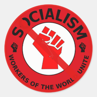 Geen socialisme! ronde sticker