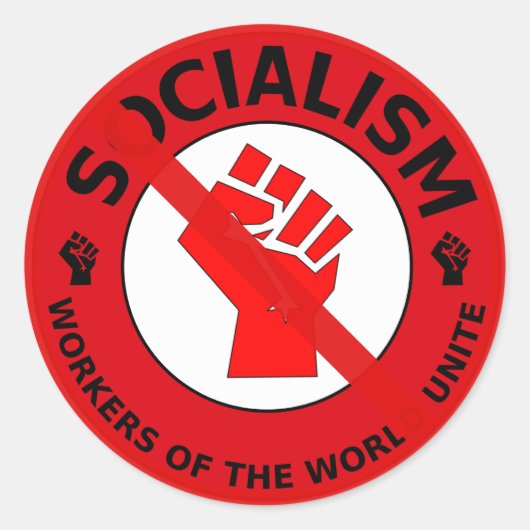 Geen socialisme! ronde sticker (Voorkant)