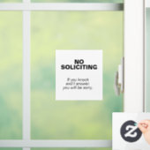 GEEN SOLICITING - Het spijt je Raamsticker (Huis)