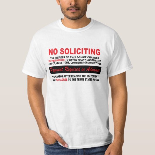 GEEN SOLICITING T-SHIRT (Voorkant)