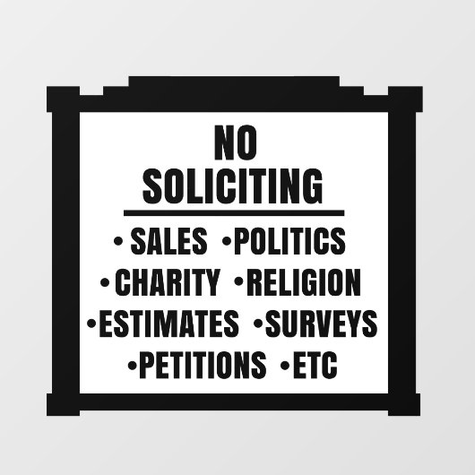 GEEN SOLICITING van het Venster Raamsticker (Vel)